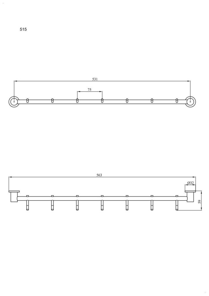 Wieszak 7-hakowy ANDEX Sanibella 515B biały