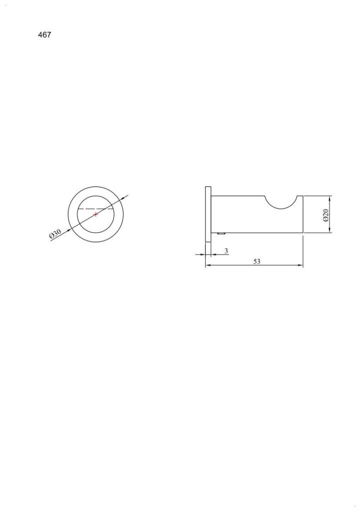 Wieszak pojedynczy z rowkiem i podkładką długość 6 cm ANDEX Norwegian 467SG stal nierdzewna polerowana