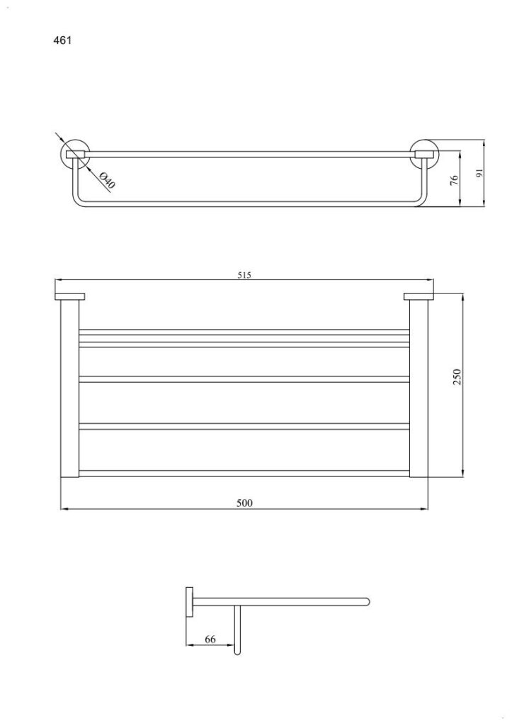Wieszak półka 50 cm ANDEX Norwegian 461SG stal nierdzewna polerowana