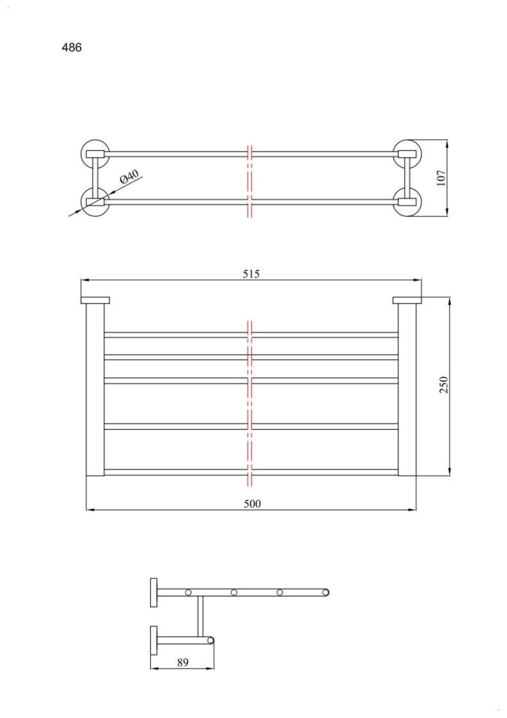 Wieszak półka 50 cm ANDEX Norwegian 486SG stal nierdzewna polerowana