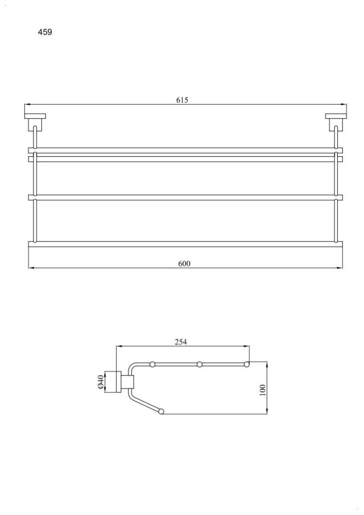 Wieszak półka 60 cm ANDEX Norwegian 459SG stal nierdzewna polerowana