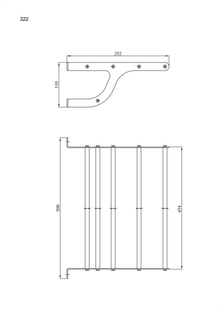 Wieszak półka ANDEX Technic 322SG stal nierdzewna polerowana