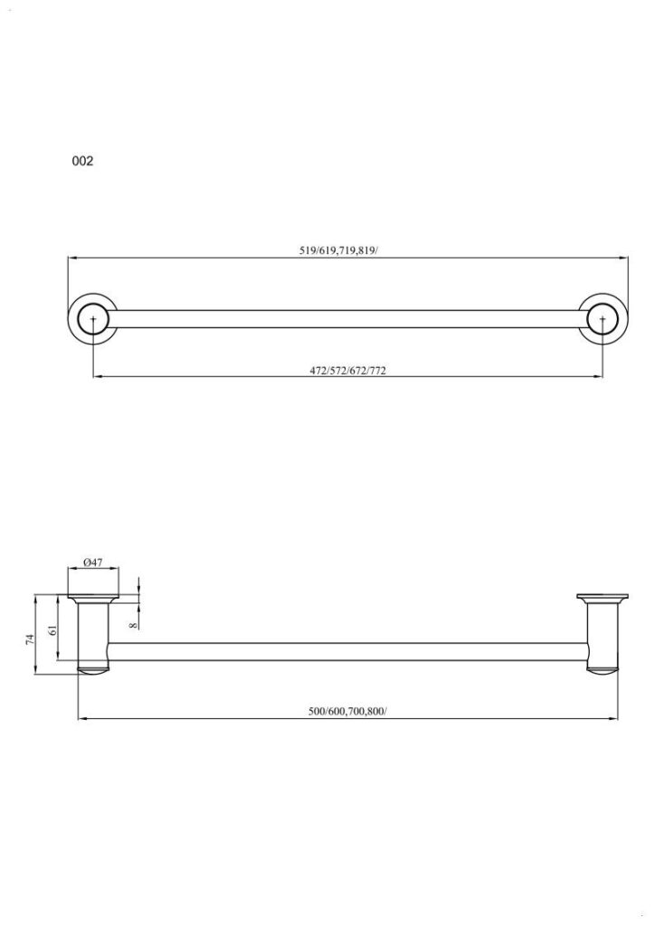 Wieszak rurka 70 cm ANDEX Classic 002/70/CC chrom