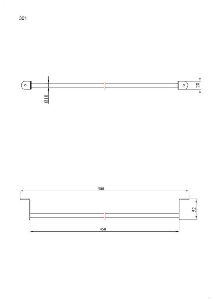 Wieszak rurka ANDEX Technic 301SG stal nierdzewna polerowana