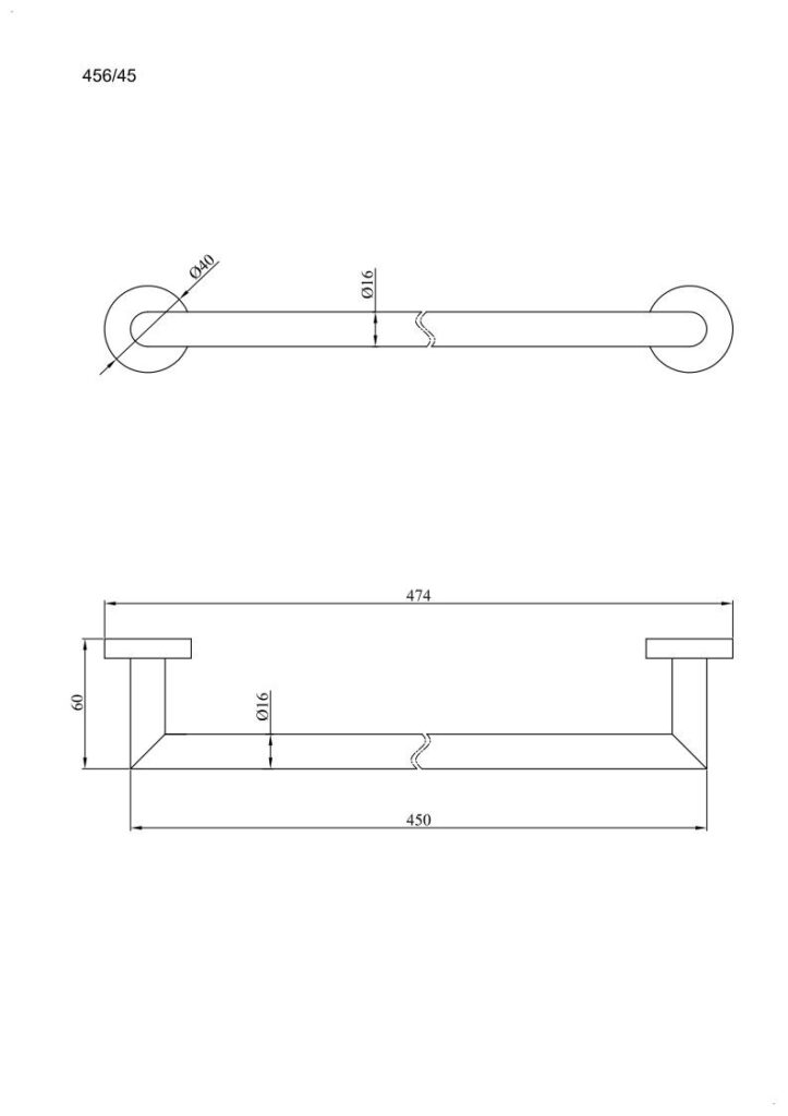 Wieszak rurka długość 45cm ANDEX Norwegian 456/45/SG stal nierdzewna polerowana