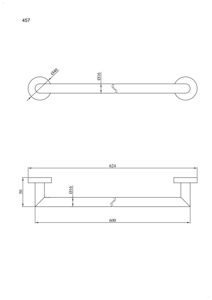 Wieszak rurka długość 60 cm ANDEX Norwegian 457SG stal nierdzewna polerowana
