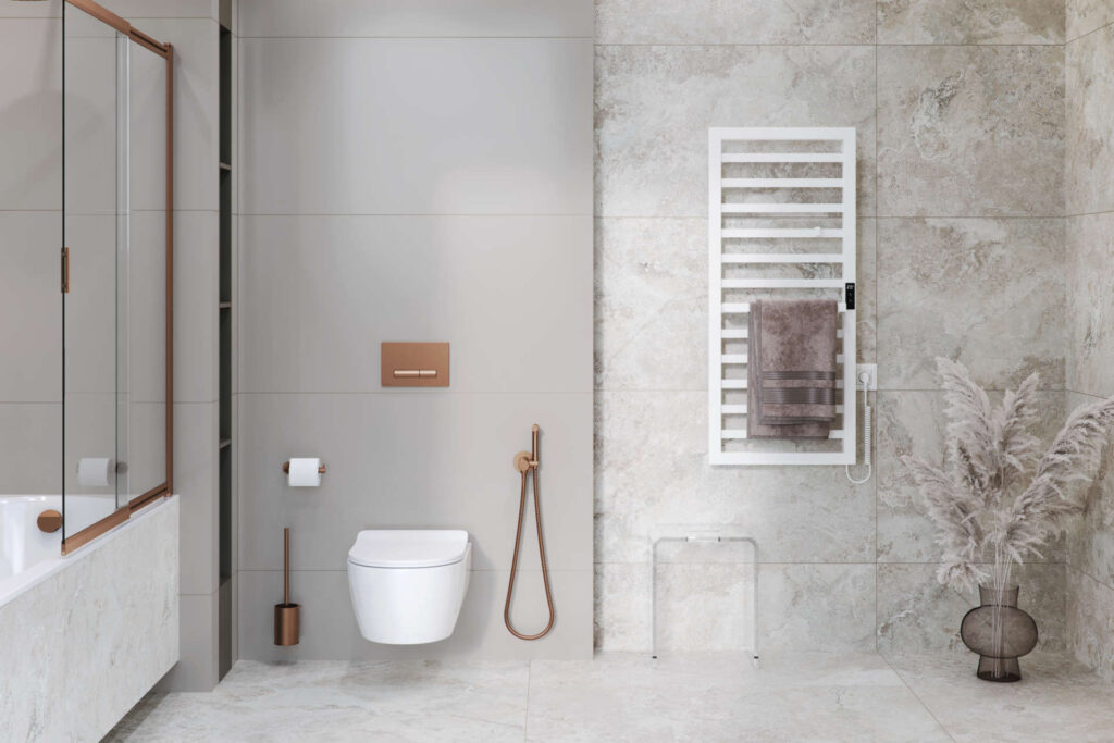 Brego Smart grzejnik łazienkowy elektryczny 91×50 cm, czarny mat