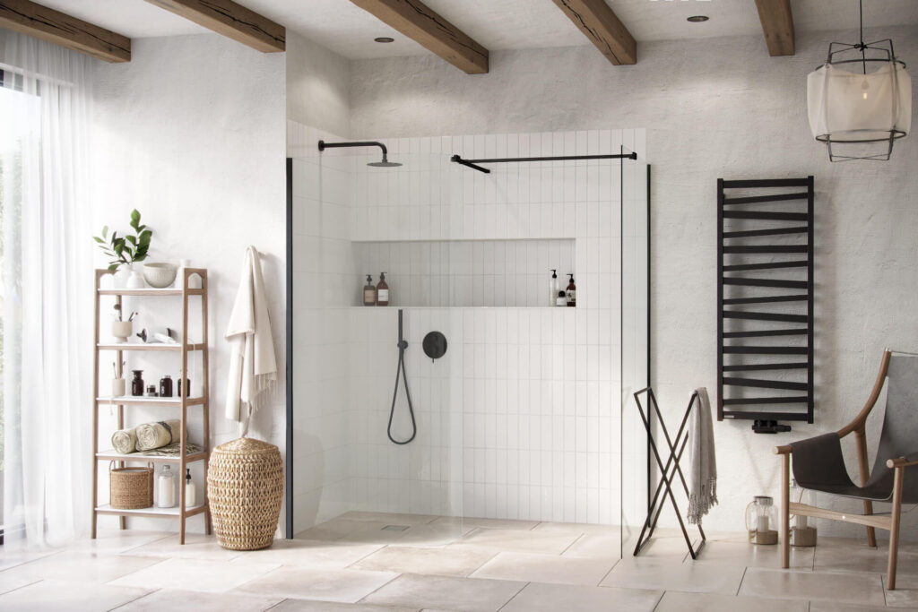 Vidoq wspornik kabiny walk-in 120 cm do docięcia, czarny mat