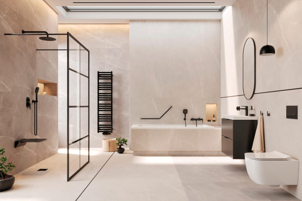 Fabrika walk-in ścianka prysznicowa 120×200 cm, czarny mat