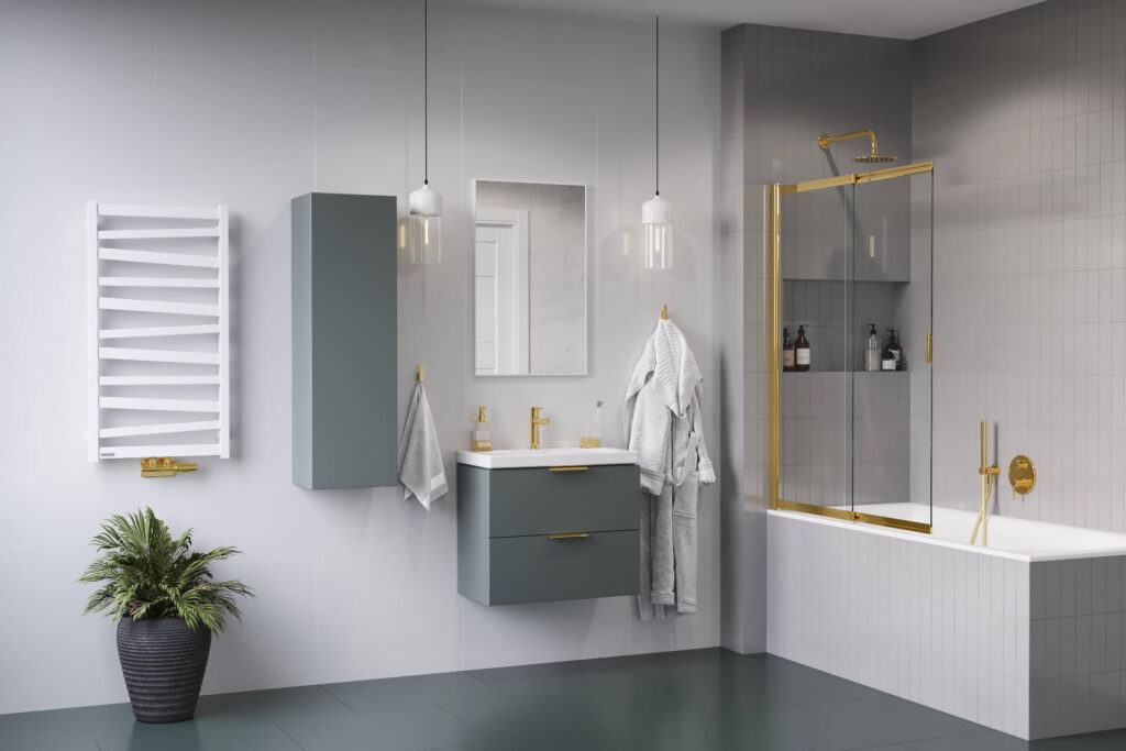 Volaro 2.0 zestaw zintegrowany termostat grzejnikowy prawy, złoty połysk