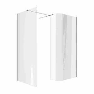 Vidoq walk-in kabina prysznicowa gięta, ścianka prosta 120cm, ścianka gięta 93cm, powłoka Clean Control, chrom