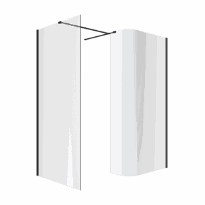 Vidoq walk-in kabina prysznicowa gięta, ścianka prosta 100cm, ścianka gięta 83cm, powłoka Clean Control, czarny mat