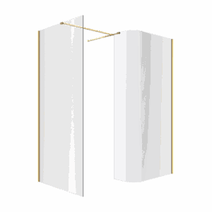 Vidoq walk-in kabina prysznicowa gięta, ścianka prosta 90cm, ścianka gięta 83cm, powłoka Clean Control, złoty połysk
