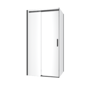 Rols kabina narożna 100×80 cm z drzwiami przesuwnymi 100 cm, powłoka Clean Control, czarny mat