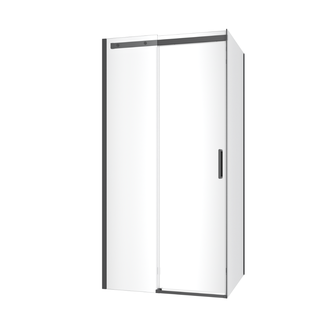 Rols kabina narożna 100×80 cm z drzwiami przesuwnymi 100 cm, powłoka Clean Control, czarny mat