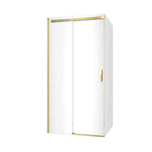 Rols kabina narożna 100×80 cm z drzwiami przesuwnymi 100 cm, powłoka Clean Control, złoty połysk