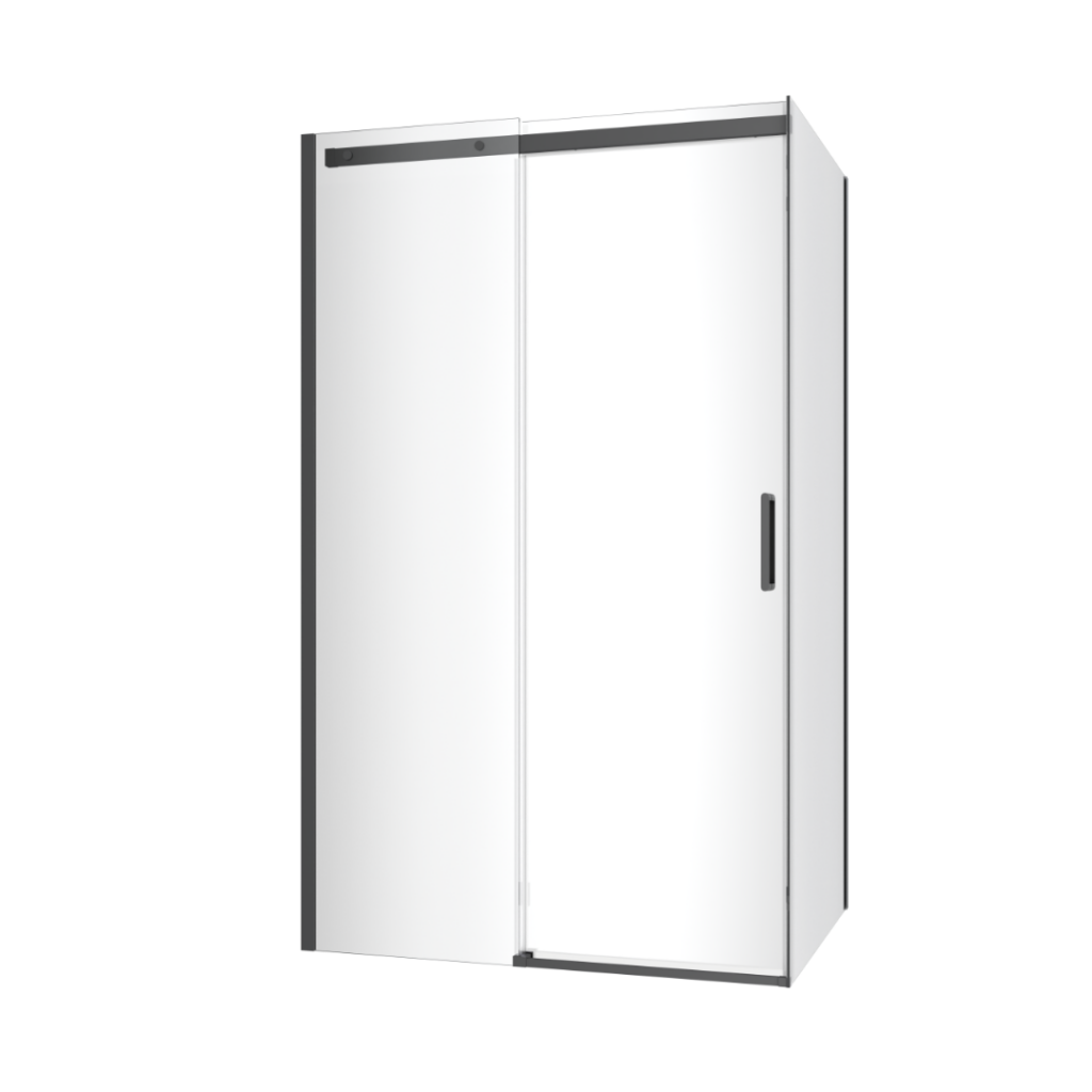 Rols kabina narożna 120×90 cm z drzwiami przesuwnymi 120 cm, powłoka Clean Control, czarny mat
