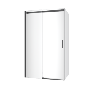 Rols kabina narożna 120×80 cm z drzwiami przesuwnymi 120 cm, powłoka Clean Control, czarny mat