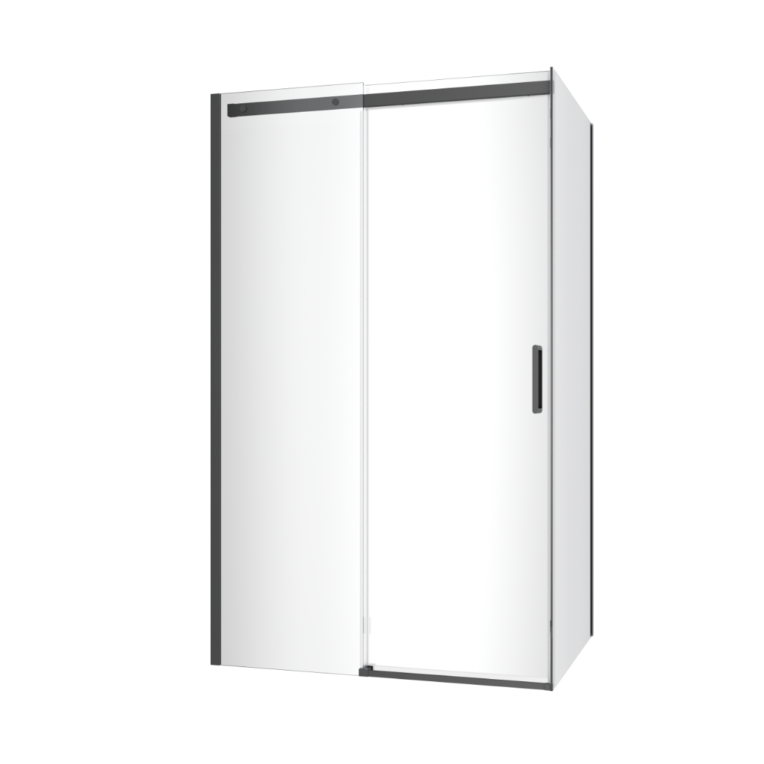 Rols kabina narożna 120×80 cm z drzwiami przesuwnymi 120 cm, powłoka Clean Control, czarny mat