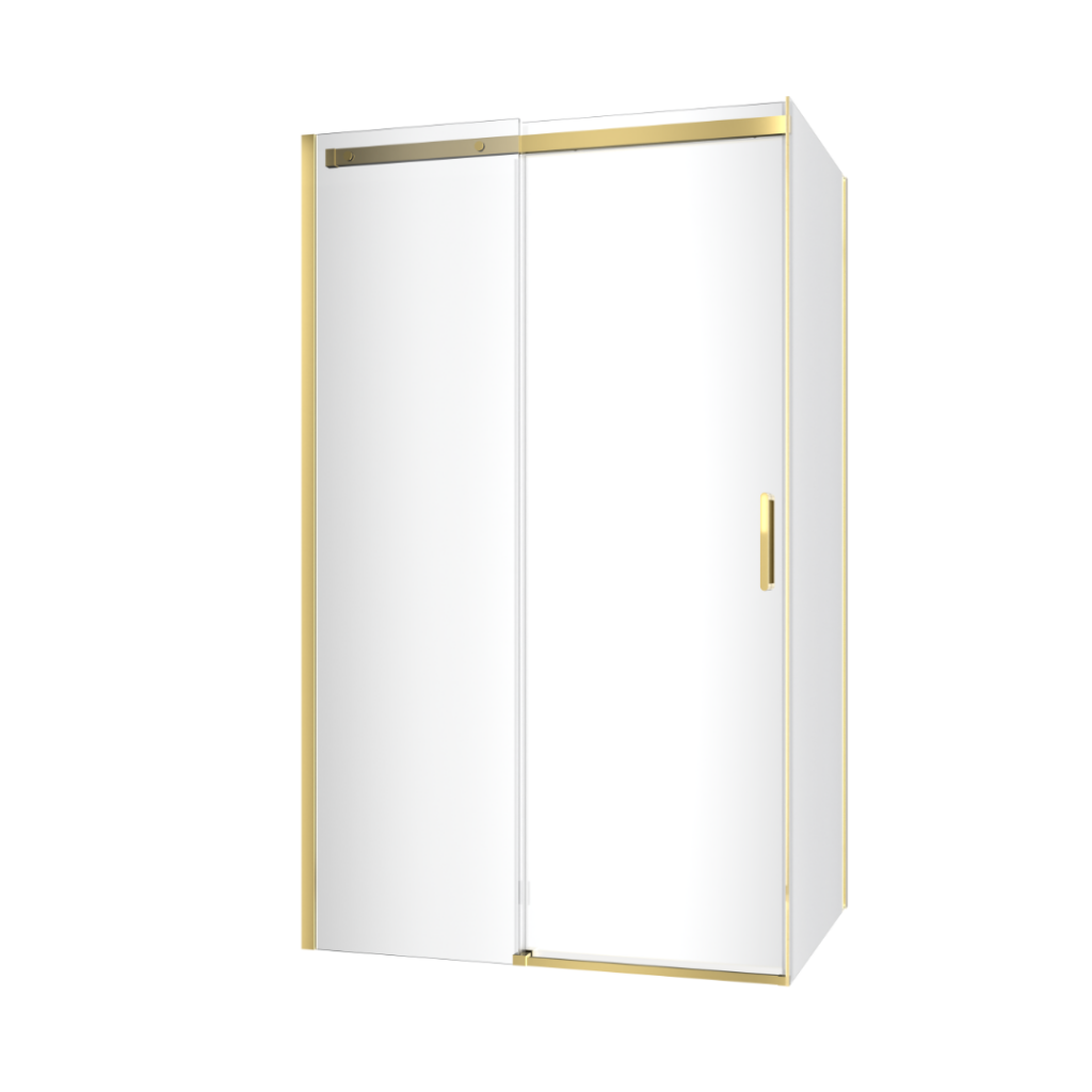Rols kabina narożna 120×90 cm z drzwiami przesuwnymi 120 cm, powłoka Clean Control, złoty połysk