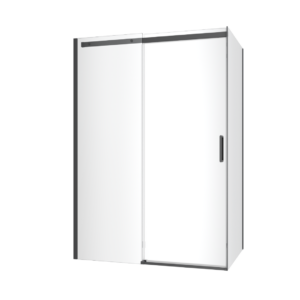 Rols kabina narożna 140×90 cm z drzwiami przesuwnymi 140 cm, powłoka Clean Control, czarny mat