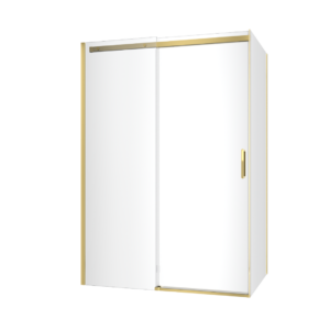 Rols kabina narożna 140×90 cm z drzwiami przesuwnymi 140 cm, powłoka Clean Control, złoty połysk