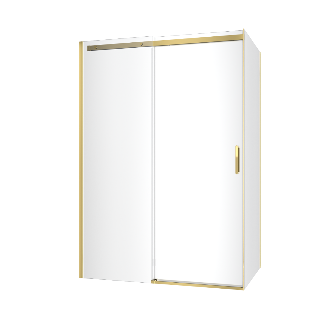 Rols kabina narożna 140×90 cm z drzwiami przesuwnymi 140 cm, powłoka Clean Control, złoty połysk