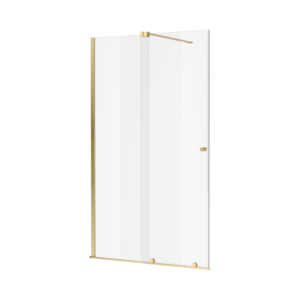 Ortigo walk-in drzwi prysznicowe przesuwne 130×200 cm, powłoka Clean Control, złoty szczotkowany