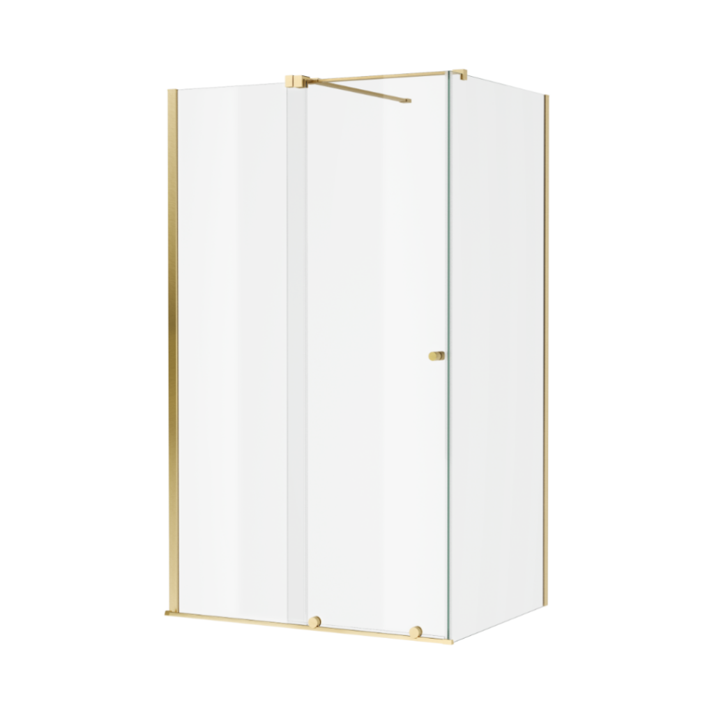 Ortigo kabina prostokątna narożna 120×80 cm, drzwi przesuwne, powłoka Clean Control, złoty szczotkowany