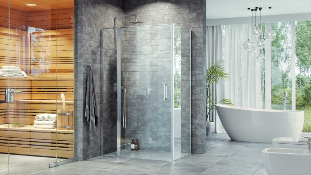 Mazo kabina narożna 130×80 cm, drzwi wahadłowe, ścianka boczna 80 cm, Clean Control, chrom