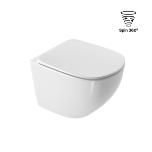 Luqa miska WC 48 cm wisząca bezrantowa, z system spłukiwania Spin 360, z deską wolnoopadającą, biały połysk