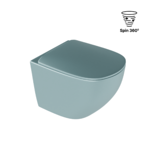 Luqa miska WC 48 cm wisząca bezrantowa, z system spłukiwania Spin 360, z deską wolnoopadającą, mint blue mat