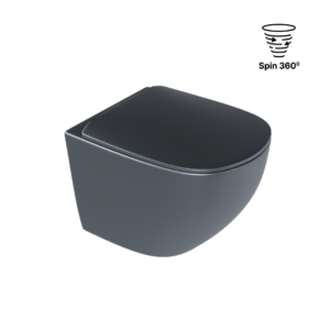 Luqa miska WC 48 cm wisząca bezrantowa, z system spłukiwania Spin 360, z deską wolnoopadającą, grafit mat