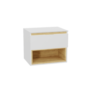 Tuto 2.0 szafka wisząca 60 cm 1 szuflada front gładki niski, blat biały lakierowany, biały/biały