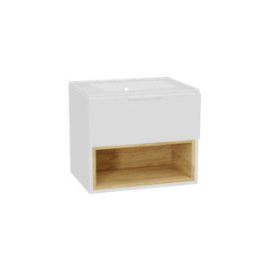 Tuto 2.0 szafka wisząca 60 cm 1 szuflada front gładki wysoki, umywalka As, biały/biały
