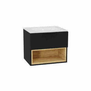 Tuto 2.0 szafka wisząca 60 cm 1 szuflada front gładki wysoki, umywalka Pik, czarny mat/ czarny mat