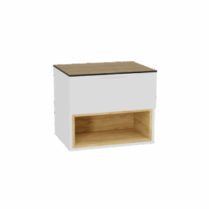 Tuto 2.0 szafka wisząca 60 cm 1 szuflada front gładki wysoki, blat dąb Hikora, biały/biały