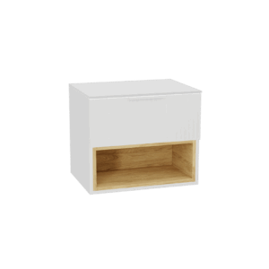 Tuto 2.0 szafka wisząca 60 cm 1 szuflada front ryflowany, blat biały lakierowany, biały/biały