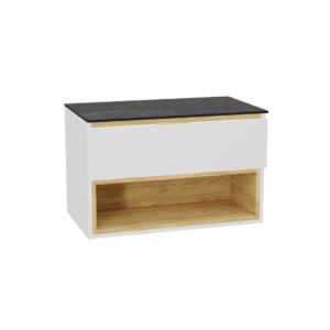 Tuto 2.0 szafka wisząca 80 cm 1 szuflada front gładki niski, blat marmur, biały/biały