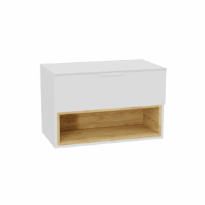 Tuto 2.0 szafka wisząca 80 cm 1 szuflada front gładki wysoki, blat biały lakierowany, biały/biały