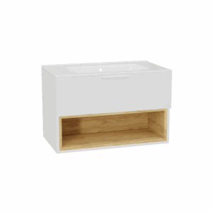 Tuto 2.0 szafka wisząca 80 cm 1 szuflada front gładki wysoki, umywalka Pik, biały/biały