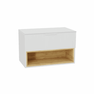 Tuto 2.0 szafka wisząca 80 cm 1 szuflada front ryflowany, blat biały lakierowany, biały/biały