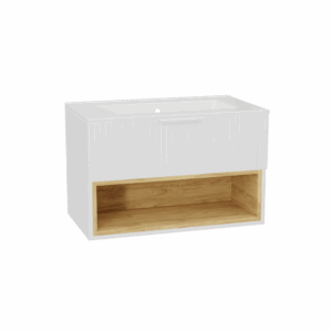 Tuto 2.0 szafka wisząca 80 cm 1 szuflada front ryflowany, umywalka As, biały/biały