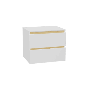 Tuto 2.0 szafka wisząca 60 cm 2 szuflady front gładki niski, blat biały lakierowany, biały/biały