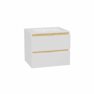Tuto 2.0 szafka wisząca 60 cm 2 szuflady front gładki niski, umywalka Pik, biały/biały