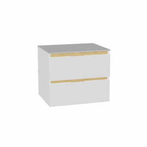 Tuto 2.0 szafka wisząca 60 cm 2 szuflady front gładki niski, blat jasny szary, biały/biały