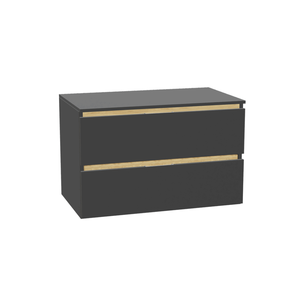 Tuto 2.0 szafka wisząca 80 cm 2 szuflady front gładki niski, płyta szara laminowana, szary/szary