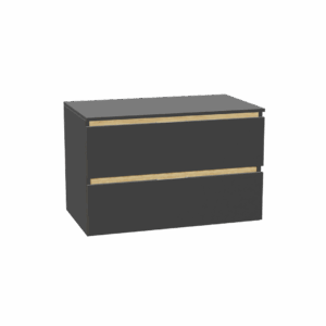 Tuto 2.0 szafka wisząca 80 cm 2 szuflady front gładki niski, płyta szara laminowana, szary/szary