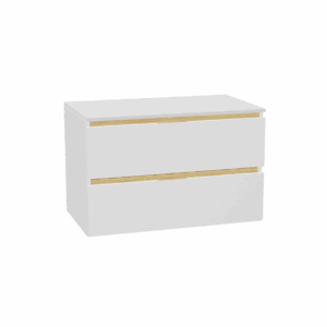 Tuto 2.0 szafka wisząca 80 cm 2 szuflady front gładki niski, blat biały lakierowany, biały/biały