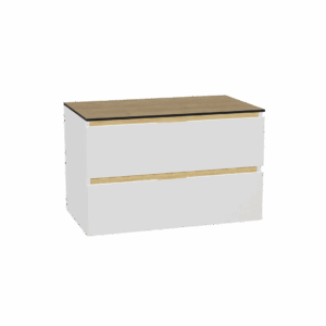 Tuto 2.0 szafka wisząca 80 cm 2 szuflady front gładki niski, blat dąb Hikora, biały/biały